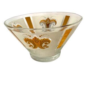 Vintage MCM Anchor Hocking Fleur De Lis Large Heavy Serving Chip/Salad Bowl